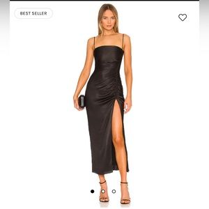 Shona joy preferred fiber THALIA BIAS RUCHED MIDI DRESS - BLACK NWT size 6